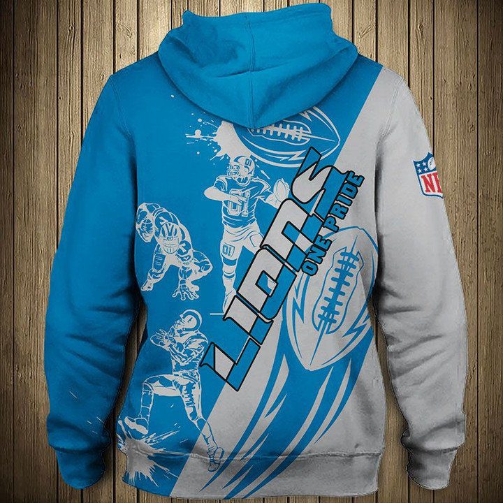 NFL Detroit Lions Silver Blue Pullover Hoodie NFL Detroit Lions Silver Blue Pullover Hoodie