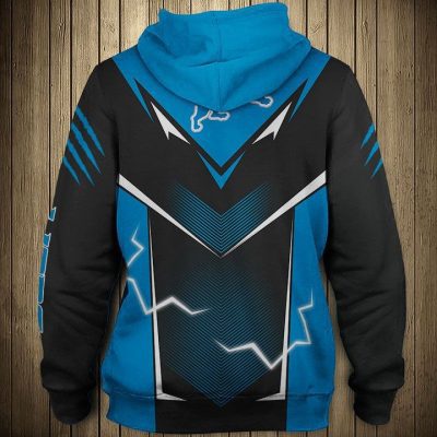 NFL Detroit Lions Black Blue Lightning Pullover Hoodie