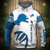 NFL Detroit Lions White Blue Pullover Hoodie V2