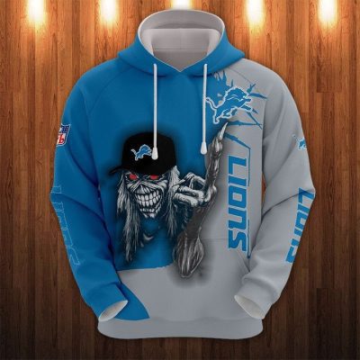 NFL Detroit Lions Halloween Iron Maiden Pullover Hoodie