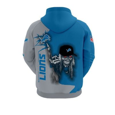 NFL Detroit Lions Halloween Iron Maiden Pullover Hoodie