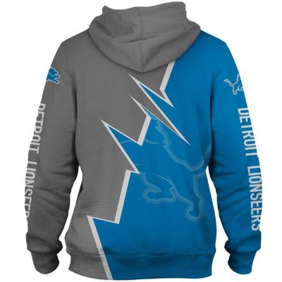 NFL Detroit Lions Blue Silver Zigzag Pullover Hoodie
