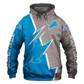 NFL Detroit Lions Blue Silver Zigzag Pullover Hoodie