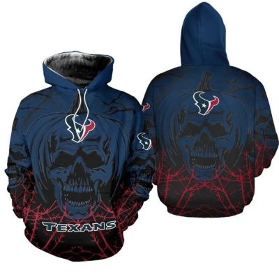 NFL Houston Texans Halloween Pumpkin Skull Pullover Hoodie