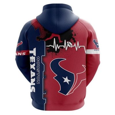 NFL Houston Texans Red Blue Pullover Hoodie V5