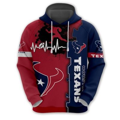 NFL Houston Texans Red Blue Pullover Hoodie V5