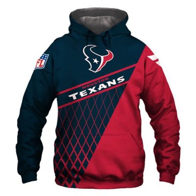 NFL Houston Texans Blue Red Pullover Hoodie V4