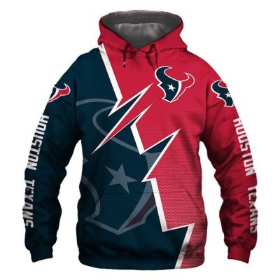 NFL Houston Texans Blue Red Zigzag Pullover Hoodie