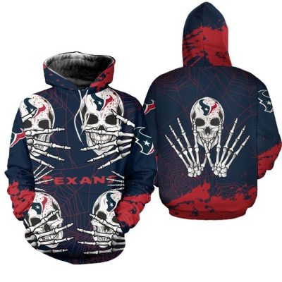 NFL Houston Texans Halloween Skull Pullover Hoodie V2