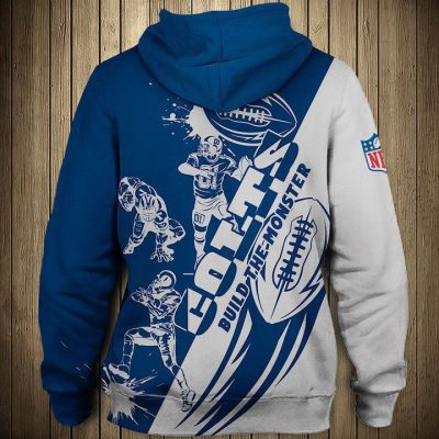 NFL Indianapolis Colts Blue White Pullover Hoodie V3