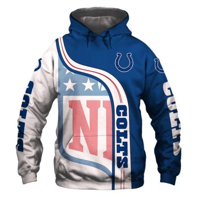 NFL Indianapolis Colts Blue White Pullover Hoodie V5