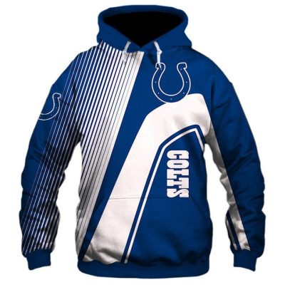 NFL Indianapolis Colts Blue White Pullover Hoodie V4