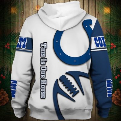 NFL Indianapolis Colts White Blue Pullover Hoodie V3
