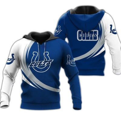 NFL Indianapolis Colts Blue White Pullover Hoodie V7
