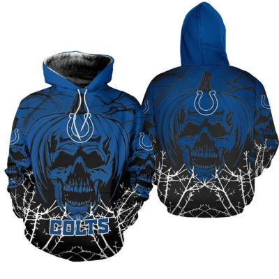 NFL Indianapolis Colts Halloween Pumpkin Skull Pullover Hoodie