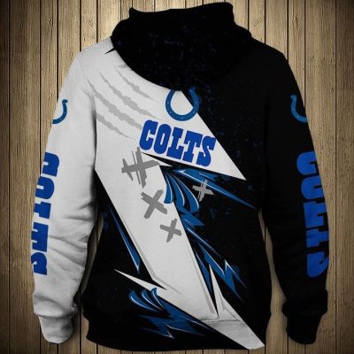 NFL Indianapolis Colts Black White Thunder Pullover Hoodie