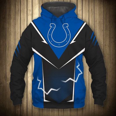 NFL Indianapolis Colts Black Blue Lightning Pullover Hoodie