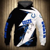 NFL Indianapolis Colts Black White Thunder Pullover Hoodie