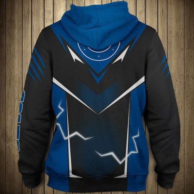 NFL Indianapolis Colts Black Blue Lightning Pullover Hoodie