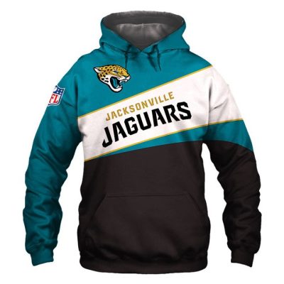 NFL Jacksonville Jaguars Teal Black Pullover Hoodie V5