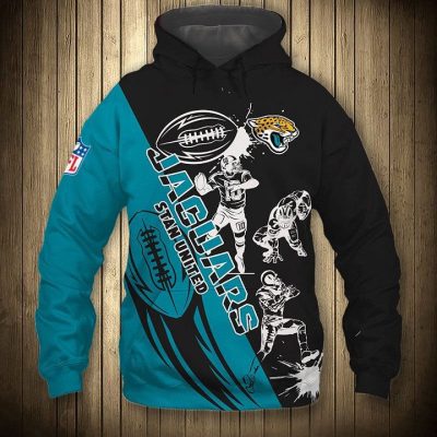 NFL Jacksonville Jaguars Teal Black Pullover Hoodie V6