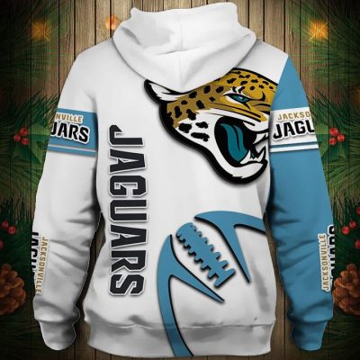 NFL Jacksonville Jaguars White Teal Pullover Hoodie V2