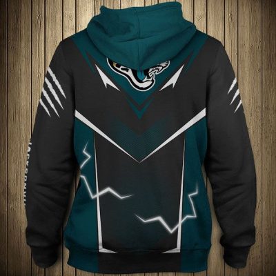 NFL Jacksonville Jaguars Black Teal Lightning Pullover Hoodie