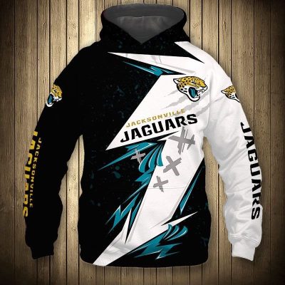 NFL Jacksonville Jaguars Black White Thunder Pullover Hoodie