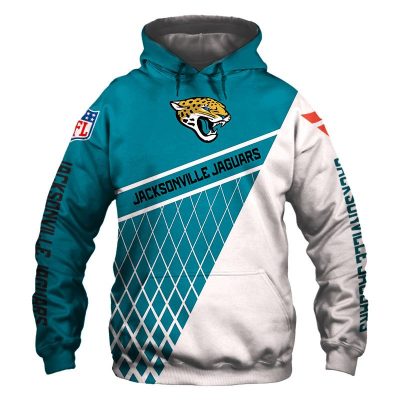 NFL Jacksonville Jaguars Teal White Pullover Hoodie V2
