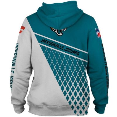 NFL Jacksonville Jaguars Teal White Pullover Hoodie V2