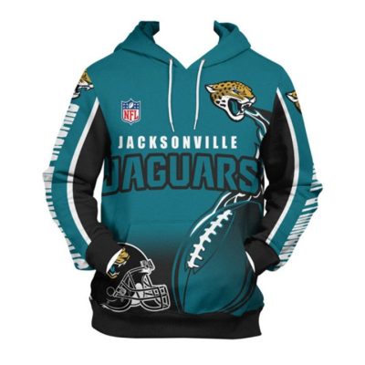 NFL Jacksonville Jaguars Teal Black Pullover Hoodie V9