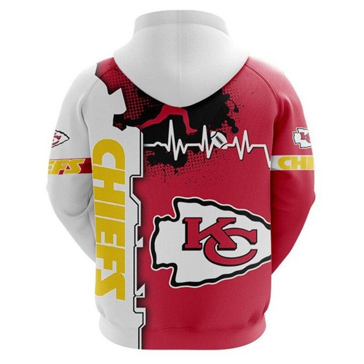 NFL Kansas City Chiefs Heart ECG Line Pullover Hoodie NFL Kansas City Chiefs Heart ECG Line Pullover Hoodie