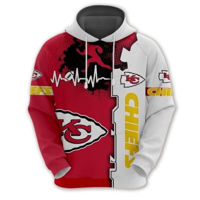 NFL Kansas City Chiefs Heart ECG Line Pullover Hoodie