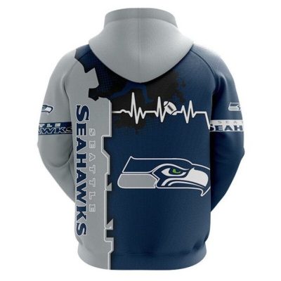 NFL Seattle Seahawks Navy Grey Pullover Hoodie V2