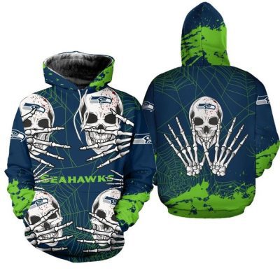 NFL Seattle Seahawks Halloween Skull Pullover Hoodie