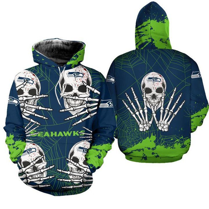 NFL Seattle Seahawks Halloween Skull Pullover Hoodie NFL Seattle Seahawks Halloween Skull Pullover Hoodie