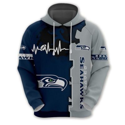 NFL Seattle Seahawks Navy Grey Pullover Hoodie V2