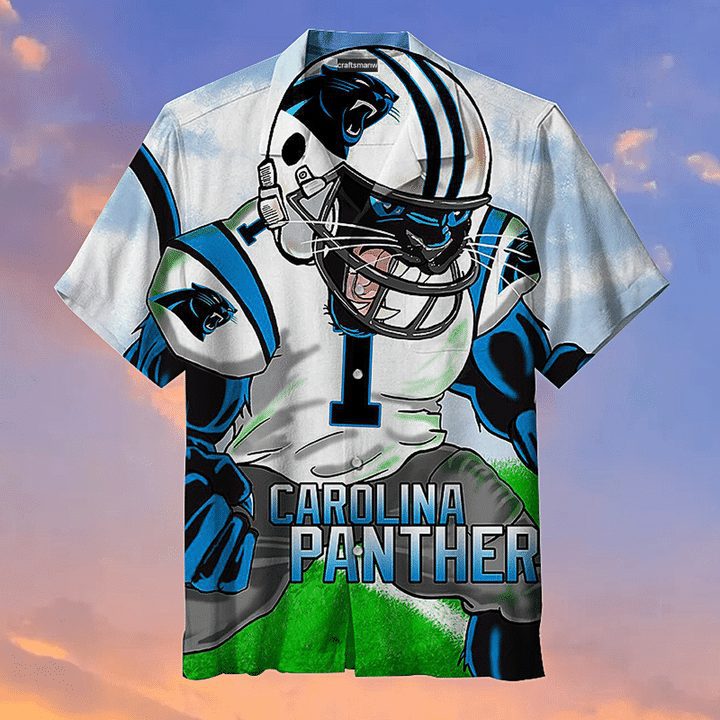 NFL Carolina Panthers Mascot White Hawaiian Shirt NFL Carolina Panthers Mascot White Hawaiian Shirt