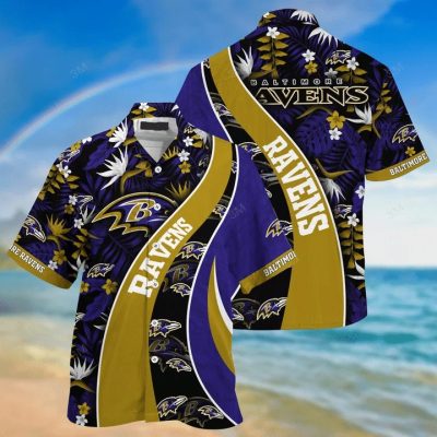 NFL Baltimore Ravens Purple Gold Hawaiian Shirt