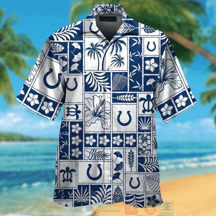 NFL Indianapolis Colts White Blue Hawaiian Shirt NFL Indianapolis Colts White Blue Hawaiian Shirt
