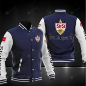 VfB Stuttgart Dark Blue White Baseball Jacket