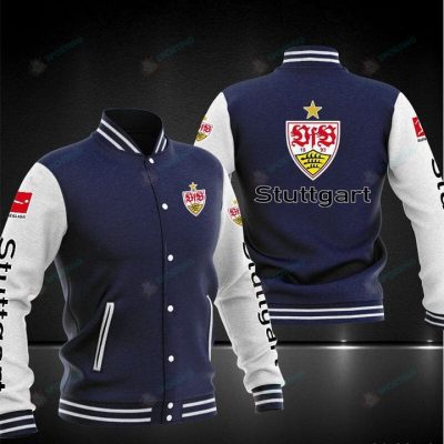 VfB Stuttgart Dark Blue White Baseball Jacket