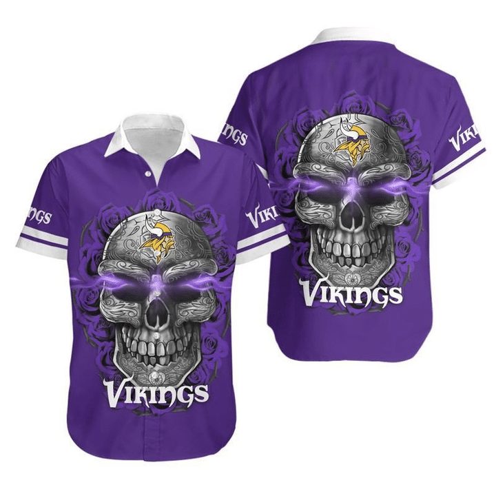 NFL Minnesota Vikings Skull Purple Hawaiian Shirt NFL Minnesota Vikings Skull Purple Hawaiian Shirt
