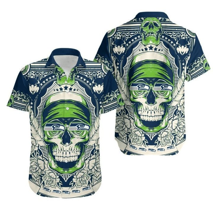 NFL Seattle Seahawks Green Skull Hawaiian Shirt V2 NFL Seattle Seahawks Green Skull Hawaiian Shirt V2