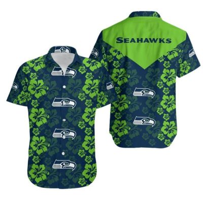 NFL Seattle Seahawks Navy Green Hawaiian Shirt