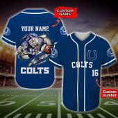 NFL Indianapolis Colts Custom Name Number Blue Baseball Jersey V3