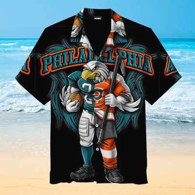 NFL Philadelphia Eagles Mascot Black Hawaiian Shirt