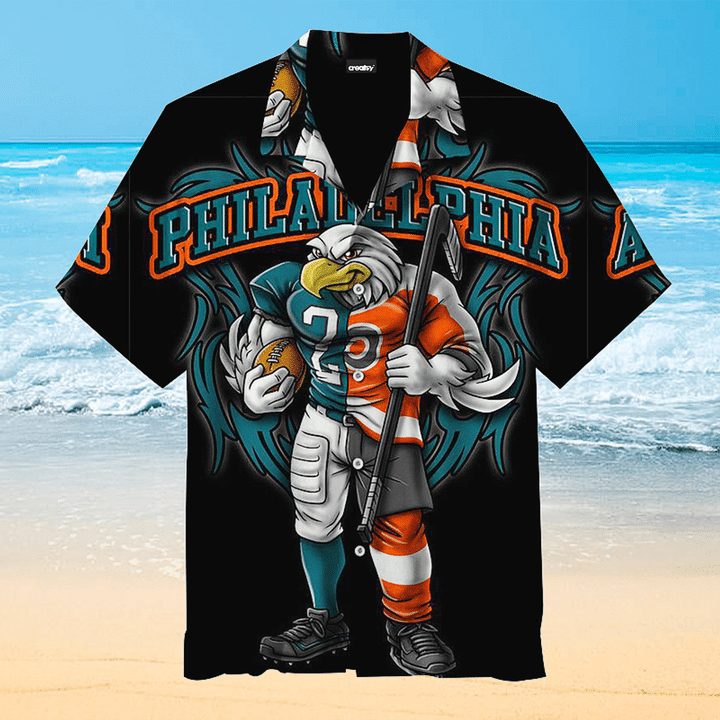NFL Philadelphia Eagles Mascot Black Hawaiian Shirt NFL Philadelphia Eagles Mascot Black Hawaiian Shirt