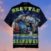 NFL Seattle Seahawks Navy Mascot Hawaiian Shirt