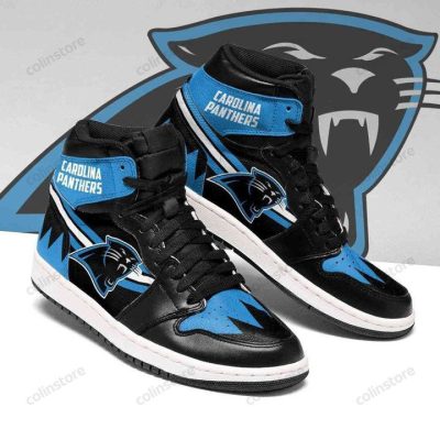 NFL Carolina Panthers Black Blue Air Jordan 1 High Sneakers NFL Carolina Panthers Black Blue Air Jordan 1 High Sneakers